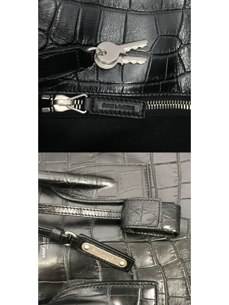 ショルダーバッグ クロコレザー 2WAYショルダーバッグ ブラック 408583