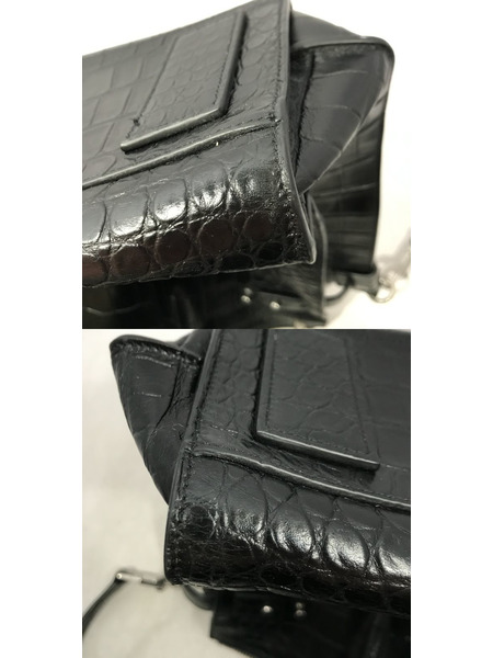 ショルダーバッグ クロコレザー 2WAYショルダーバッグ ブラック 408583