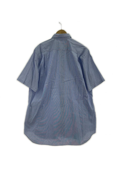 PLAY COMME des GARCONS 半袖シャツ ストライプシャツ ハートロゴ 青