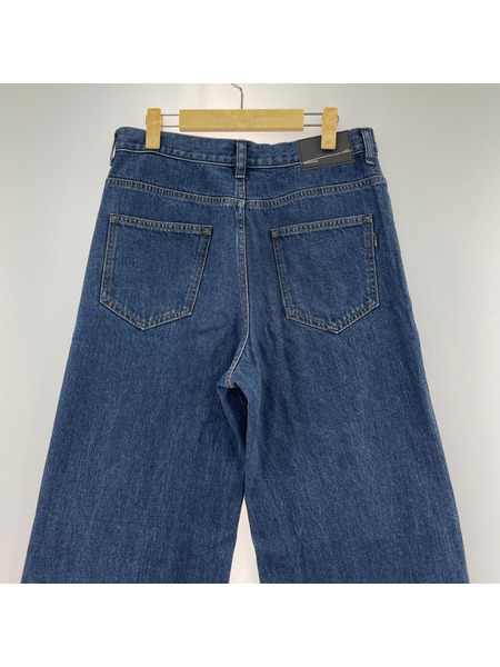 LAD MUSICIAN12oz FLAT DENIM WIDE FLARE PANTS 44 ブルー