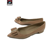 S.Ferragamo  ZERI エナメル フラットパンプス ベージュ 8D