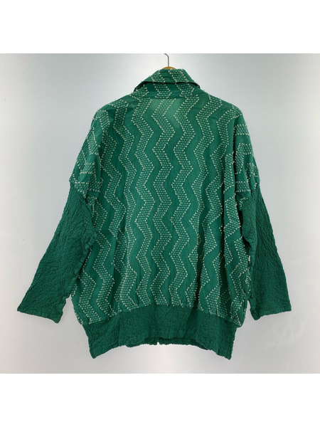 ISSEY MIYAKE 長袖シャツ me ISSEY MIYAKE  シワ加工シャツ グリーン