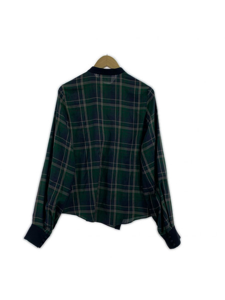 長袖Tシャツ・カットソー EZUMi PARIGOT別注 アシンメトリーチェックシャツ 緑[値下]