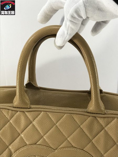 CHANEL  ハンドバッグ キャビアスキン ミニボストン ベージュ