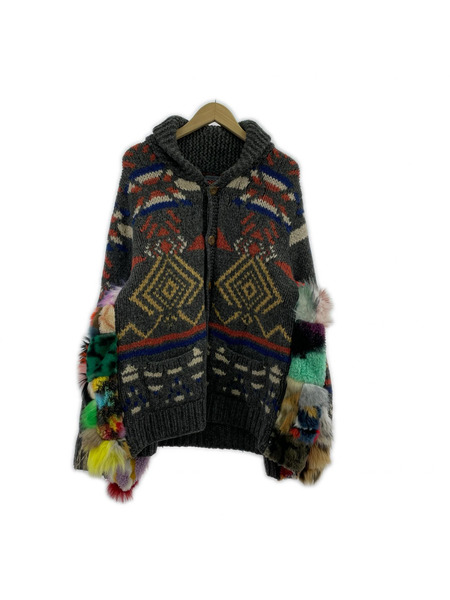 tomoki yurita 異素材ドッキング ショールカラーカーディガン -