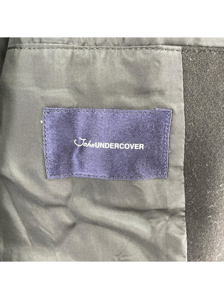 JohnUNDERCOVER ジャケット 袖レザー切替 ウールライダースコート