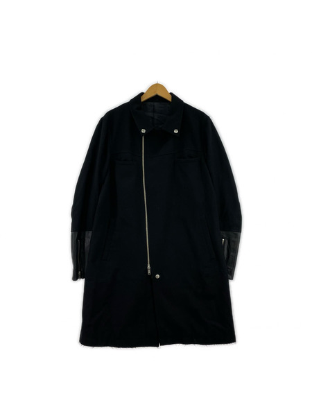 JohnUNDERCOVER ジャケット 袖レザー切替 ウールライダースコート