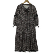 長袖ワンピース super beauty レーヨン花柄ワンピース