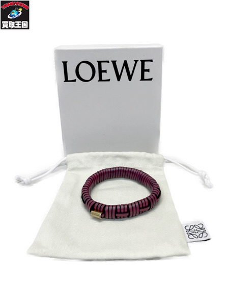 LOEWE ウーブン バングル LOEWE】人気 ウーブン ロゴ 真鍮&クラシックカーフ バングル