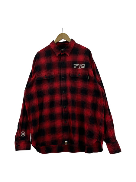 A BATHING APE 長袖シャツ CHECK SHARK RELAXED FIT FLANNEL SHIRT