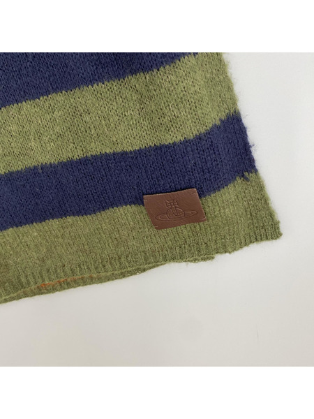 Vivienne Westwood ソノ他 モヘア ボーダーマフラー 緑