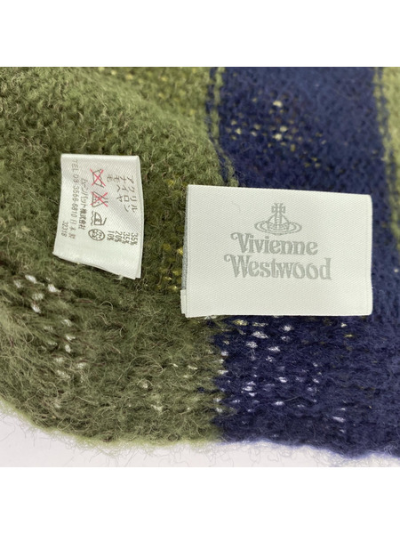 Vivienne Westwood ソノ他 モヘア ボーダーマフラー 緑