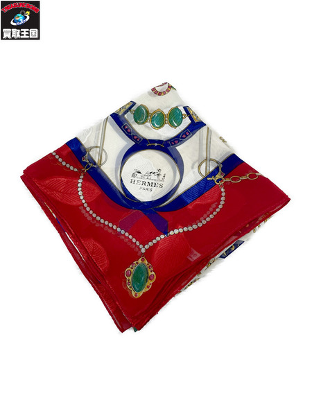 HERMES カレ90 シルクスカーフ 宝石 チェーン