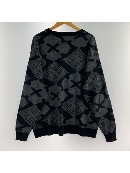 GAKKIN × BUDSPOOL 花罰家紋 COTTON KNIT Sサイズ GAKKIN × BUDSPOOL 花罰家紋 COTTON KNIT JACQUARD SWEATER CHARCOAL