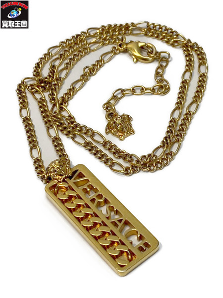 VERSACE  ロゴプレートネックレス ゴールド