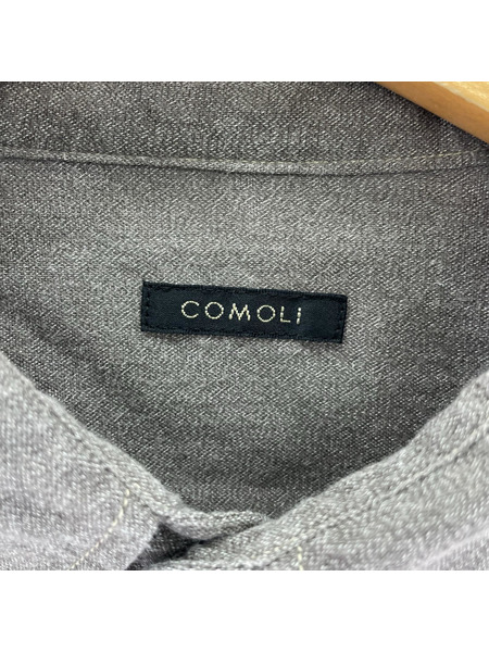 COMOLI 24SS ヨリ杢ワークシャツ 2 グレー