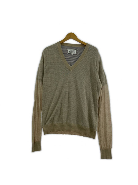 MAISON MARTIN MARGIELA レイヤード ドッキング Vネックニット M ベージュ[値下]