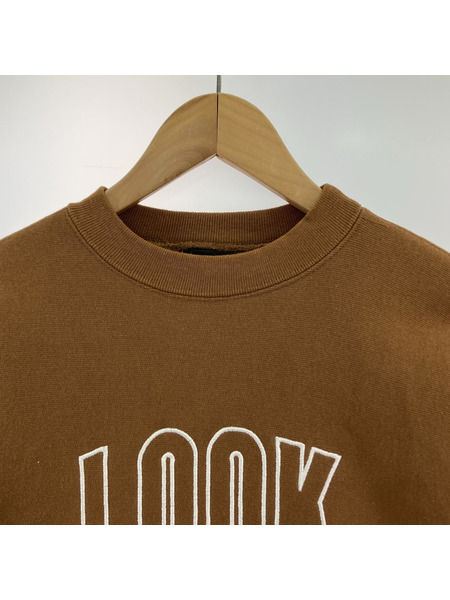 LQQK ロゴ刺繍  スウェット・トレーナー S/茶