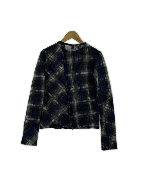 Y's カーディガン ウールチェックカーディガン