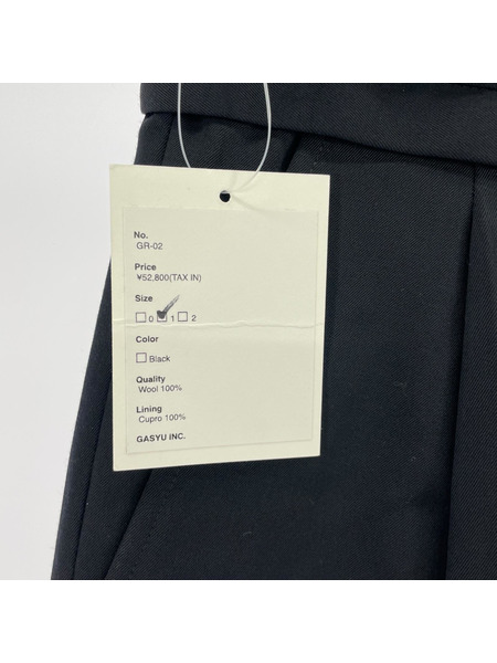 パンツ GROSGRAIN WOOL WIDE SLACKS (1) 黒