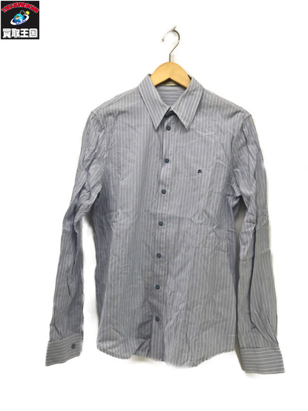 Balenciaga ストライプ ワンポイント刺繍シャツ (L)