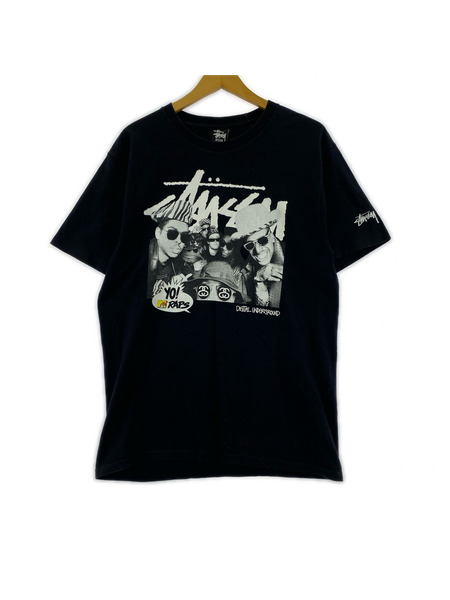STUSSY 半袖Tシャツ・カットソー ×Yo! MTV RAPS 黒 (M)