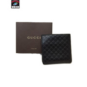 GUCCI/マイクログッチ/シマレザー/二つ折り財布/ブラック