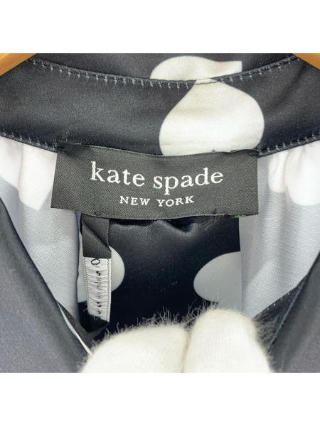 kate spade new york 半袖ワンピース 総柄シャツ ドレス 黒