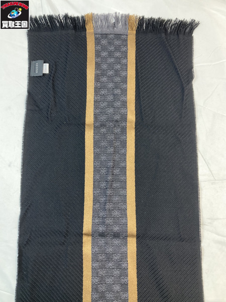 GUCCI グッチ マフラー GGロゴ シルク混ウールマフラー 162226