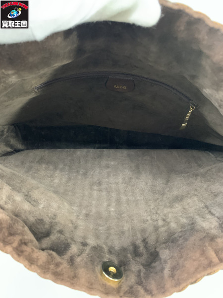 ハンドバッグ GUCCI バンブー編み込み2WAYバッグ 茶 裏地スウェード