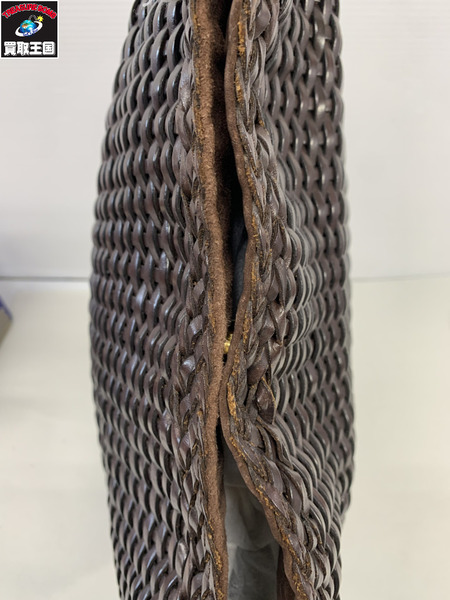 ハンドバッグ GUCCI バンブー編み込み2WAYバッグ 茶 裏地スウェード