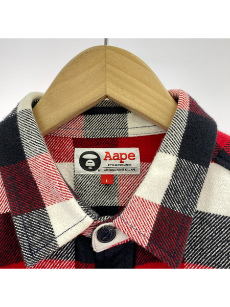 長袖シャツ AAPE チェック ネルシャツ 赤 L｜商品番号：2200032197268