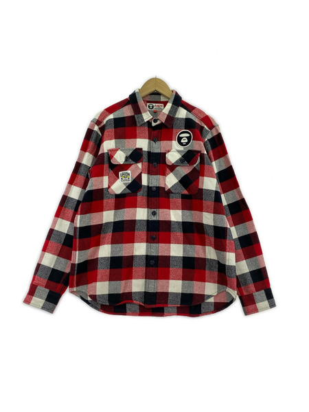 AAPE チェック柄ネルシャツ M 長袖シャツ AAPE チェック ネルシャツ 赤 L｜商品番号：2200032197268