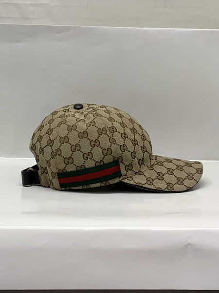 GUCCI ウェブ ストライプ付き GGキャンバス ベースボールキャップ SizeL 本体のみ グッチ GG柄 帽子 野球帽