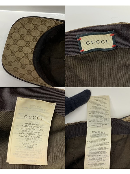 GUCCI ウェブ ストライプ付き GGキャンバス ベースボールキャップ SizeL 本体のみ グッチ GG柄 帽子 野球帽