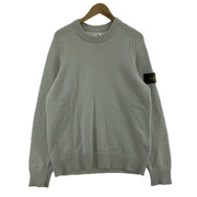 STONE ISLAND 腕章 クルーネックウールニット M ライトブルー 7115552A3