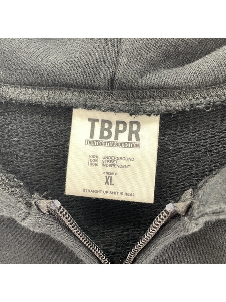 TIGHTBOOTH パーカー(ジップアップ) アートプリント 黒(XL)