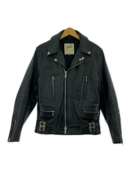 666 ステアハイド ダブルライダースジャケット 日本製 黒 (36)