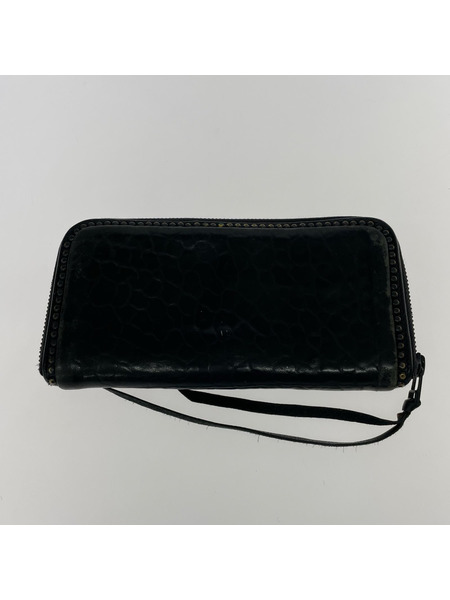 00s KMRii アーカイブ スタッズ ラウンドジップウォレット ブラック