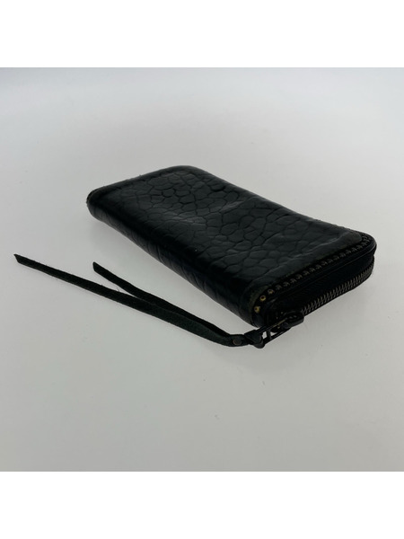 00s KMRii アーカイブ スタッズ ラウンドジップウォレット ブラック