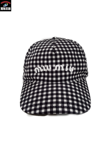 miu miu キャップ/ギンガムチェック/5HC179 2B4L