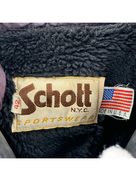 schott A-2 レザーフライトジャケット 184SM 黒 (42)