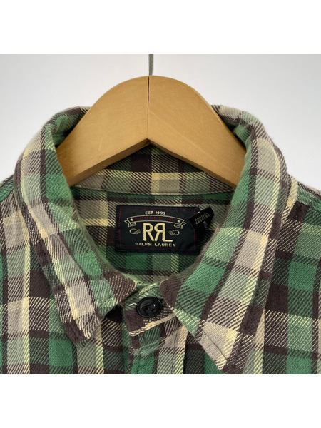 RRL ライトネルシャツ M グリーン系