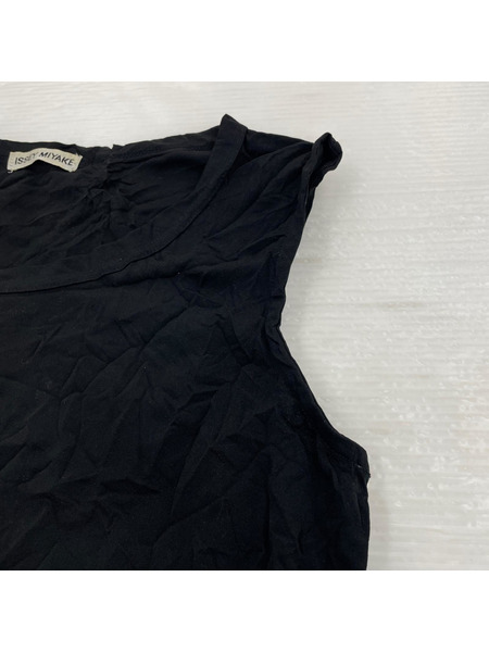 ISSEY MIYAKE タンクトップ 90s シワ加工 ノースリブ ワンピース M ブラック