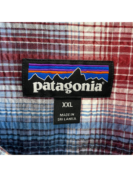 patagonia 半袖シャツ 17年製 シアサッカーチェックシャツ XXL
