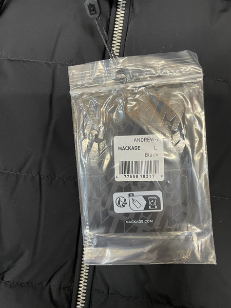 MACKAGE ANDREW-Z リサイクルナイロンニット切替キルティングジャケット L ブラック