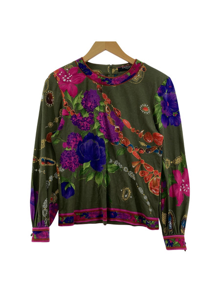 極美品/希少 LEONARD カサブランカ リボン付ワイドカットソー 花柄 総柄