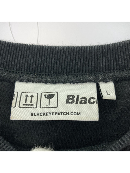 BLACK EYE PATCH 取扱注意 刺繍スウェット L ブラック