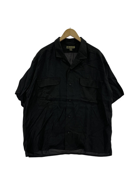 Nigel Cabourn 半袖シャツ オープンカラーシャツ 黒 レーヨン 50[値下]
