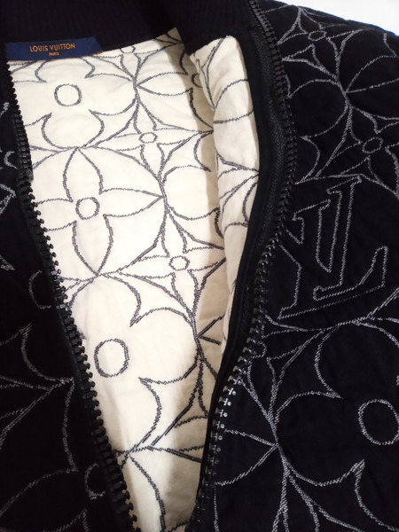 LOUIS VUITTON ジップスルーモノグラム フラワー ブルゾン BLK (M)